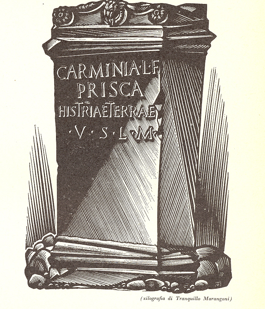 Ara votiva scoperta a Parenzo nel 1845 
(Museo archeologico di Parenzo) - xilografia di Tranquillo Marangoni.