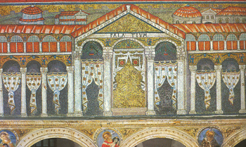 Ravenna - Il cosiddetto "Palazzo di Teodorico" (mosaico in S. Apollinare Nuovo)