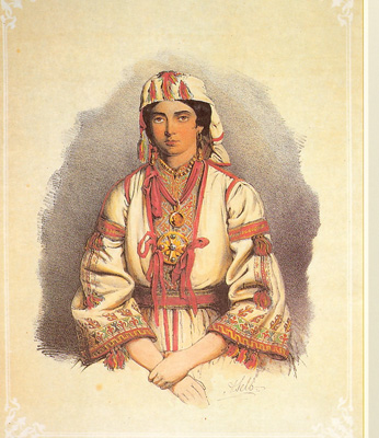 Contadina di Peroi (con costume del Montenegro) (August Selb, 1842).