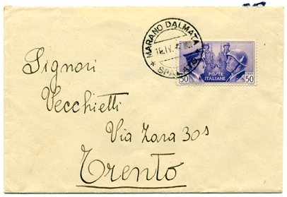 oto 10) 15 giugno 1942. Lettera da Marano Dalmata (provincia di Spalato) 