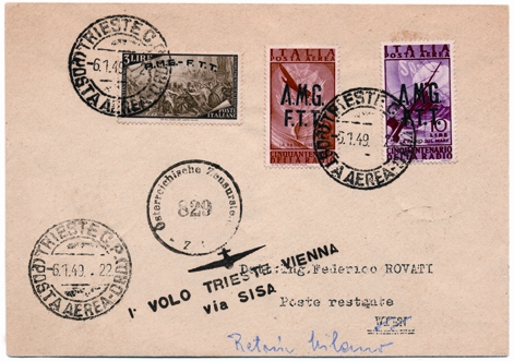 Foto 16) 6 gennaio 1949: primo volo Trieste-Vienna, a cura della Sisa 