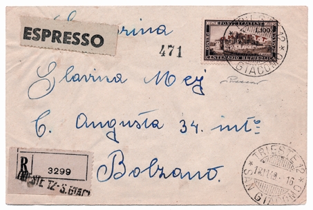Foto 8) Francobollo commemorativo del centenario della Repubblica romana 