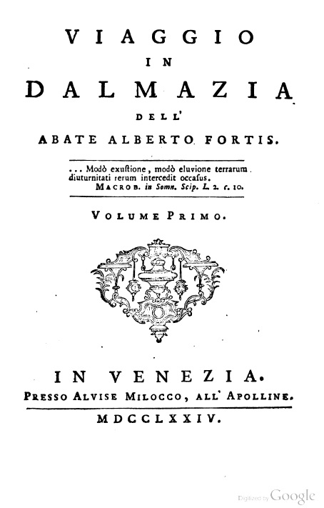 In Pdf “Il viaggio in Dalmazia” di Fortis