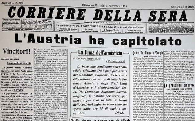 3 novembre 1918, l’armistizio di Villa Giusti